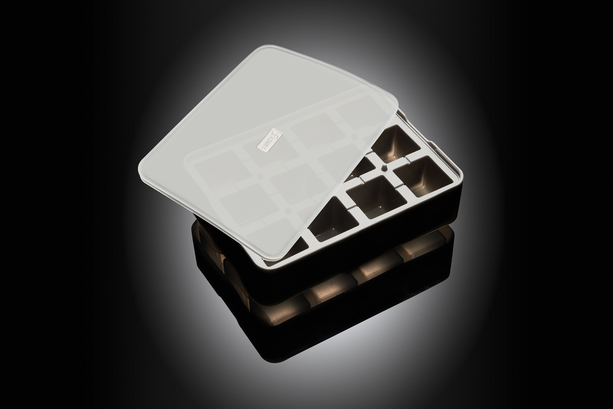 Lurch ICE FORMER til terninger 4x4 cm Sort m/låg